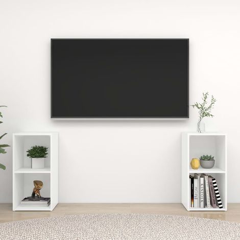 Meubles TV 2 pcs Moderne - Meubles de rangement - Buffet Salon - Blanc 72x35x36, 5 cm Aggloméré Chic-352099 (1/5)