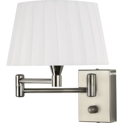 Applique en métal chromé avec abat-jour blanc (1/5)
