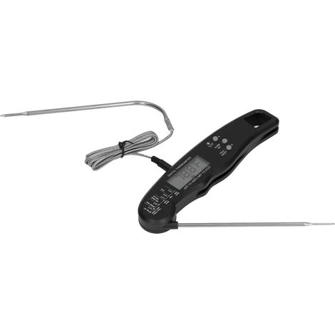 Grillthermometer mit Doppelfühler, LCD-Anzeige, leicht zu verstauen, digitales Fleischthermometer für den Heimgrill, Schwarz (1/5)