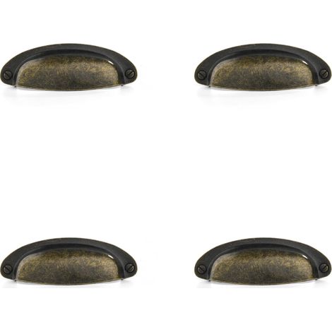 4 maniglie a conchiglia retrò, maniglie per mobili vintage, pomelli per cassetti, maniglie con viti per armadi, cassettiere e guardaroba (B-417 bronzo) (1/5)