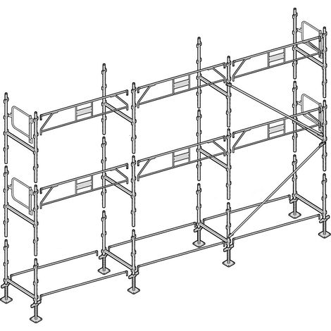 Altrad – Échafaudage façadier 60 m² – Hauteur de travail 6 m – Charge maximale 300 kg/m² – Longueur de travail 10 m – Largeur 0,80 m