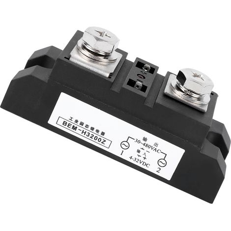 Relais statique industriel BEM H3200Z 200A, commande DC vers sortie AC, équipement électrique professionnel (1/5)