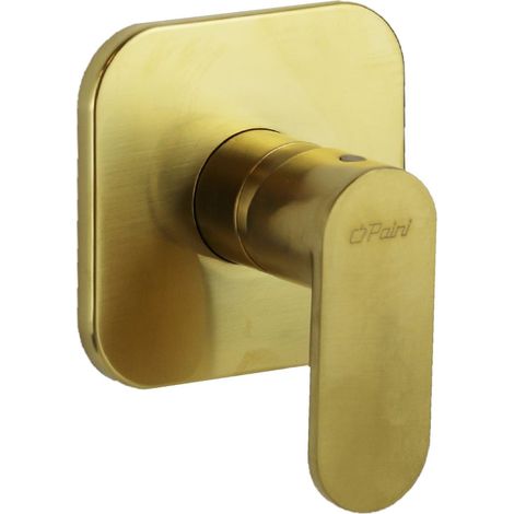 Mezclador de ducha empotrado en color oro cepillado con placa 115x115 mm Paini Domus 18PJ690  1 Salida - Oro cepillado
