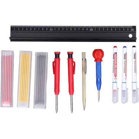 Lot d'outils de traçage à pointeau central pour marquage sur bois, kit de positionnement de trous de remplissage pour stylo à graver. (1/5)