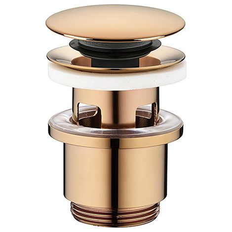 Edouard Rousseau – Bonde de lavabo clic-clac avec trop plein – Finition rose gold – Cuvette métal Ø 63 mm – Sortie 33x42 – Profondeur réduite 16 mm
