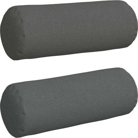 Maison Exclusive - Cuscini a rullo 2 pcs Grigio scuro Ø 25 x 70 cm Tessuto