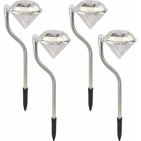 Solar-Gartenleuchten, 4er-Set wasserdichte Diamant-Solarleuchten für Balkone, Pflanzkästen, Blumenkästen und Terrassendekoration (1/5)
