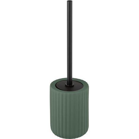 WENKO Portaspazzolino WC Belluno, Spazzolino WC nero, ceramica "soft touch", Ø 11,5x42 cm, Verde (1/5)