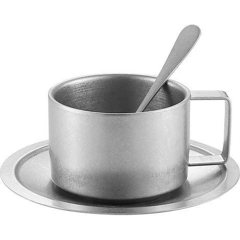 Set mit 6 Edelstahl-Kaffeebechern, 200 ml, doppelwandig, für Espresso, Latte, Cappuccino, Milch und Tee (1/5)