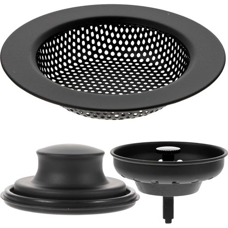 3 Filtres d'évier, inox, noir (1/5)