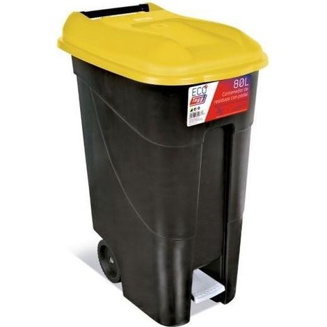 TAYG cubo con pedal eco 80 l amarillo , Cubo con pedal ECO 80 L amarillo TAYG, un contenedor de residuos de tamaño medio diseñado para una gestión higiénica, práctica y resistente (1/4)
