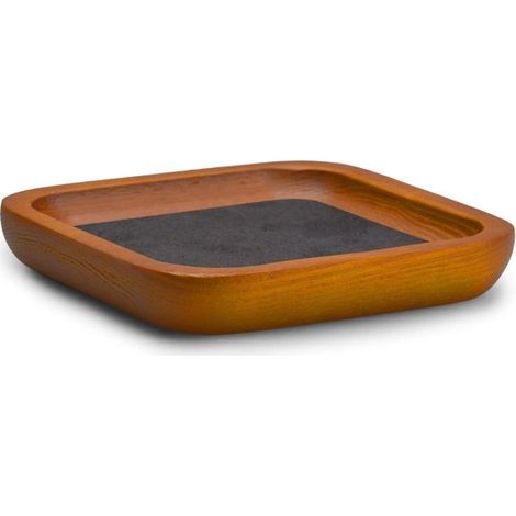 Ciotola portagioie in legno massello, vassoio per anelli, orecchini, bracciali e collane (piccola, grigio scuro) (1/5)