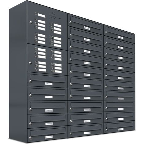 25er Briefkasten Anlage Aufputz - Wandmontage RAL 7016 Anthrazit Klingel (1/5)