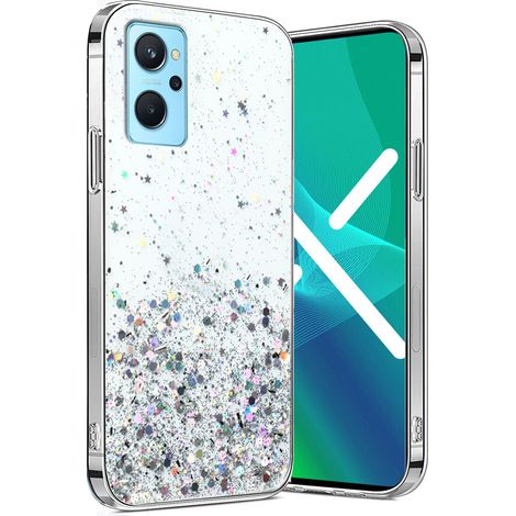Schutzhülle für Realme 9i / Oppo A96, glitzernd, silber (1/3)