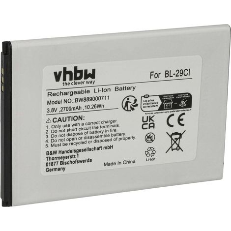 vhbw Akku Ersatz für Nokia BL-29CL, BL-29CI für Handy Smartphone Telefon (2700 mAh, 3,8 V, Li-Ion) (1/5)