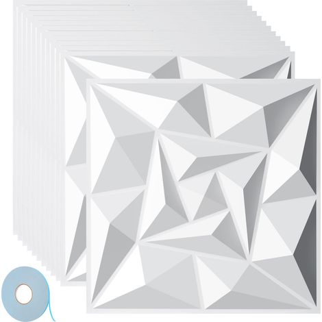 Jiubiaz Plaques Murales 3D Autocollantes Blanc 30×30 cm Motif Spirale – Installation Facile (1/2)