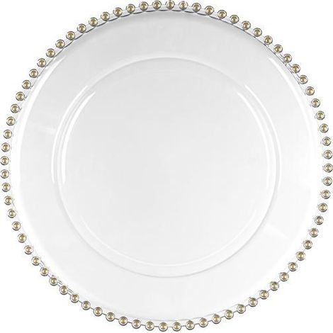 Sous-assiette transparente en nacre, diamètre env. 32 cm
