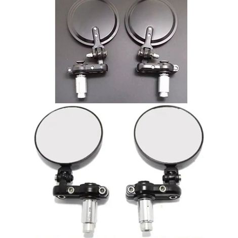 2 Rétroviseurs Moto Ronds Pliants Extrémité de Guidon Noir pour Guidon Diamètre 22mm (1/5)