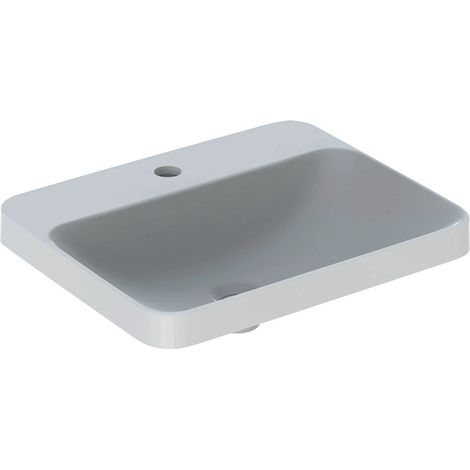 Vasque à encastrer Geberit VariForm rectangulaire,avec plage de robinetterie, 55x45cm, troude robinetterie au centre, sans trop-plein, Blanc