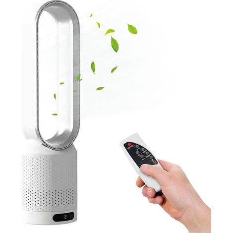 Ventilateur Colonne Sans Pale, Oscillation 90°, Ventilateur Tour Silencieux,Argent (1/5)