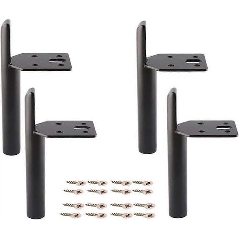 (15cm) Ensemble de 4 pieds de meubles en fer forgé, pieds de canapé de remplacement, avec vis, convient aux tables, lits, armoires, noir. (1/5)