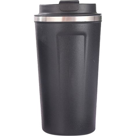 Gobelet isotherme noir 510ml, doublure acier inoxydable 304, sécurité verrouillage, grande capacité, portable mug café avec couvercle pour bureau (1/5)