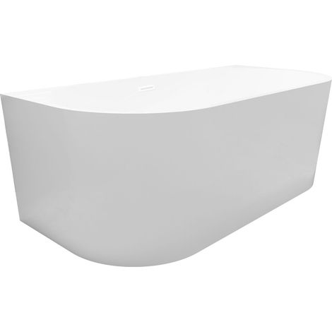 Balneo  Baignoire blance semi-îlot Murale 170x80cm, accessoires blanc, Acrylique thermoformé 3.5mm, avec pieds réglables, VIVA (1/4)