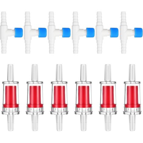 Aquarium Air Pump Accessories, 12 Pcs One Way Aquarium Check Valve Aquarium-Air Valve for Fish Tank 3/16" Aquariums Tubing (6 Check Valves +6 Control Valves)