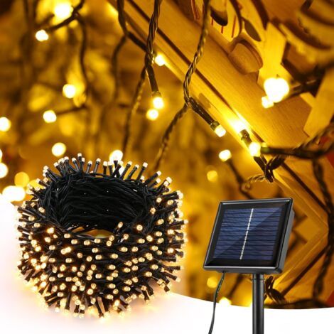 Solarbetriebene Lichterkette für den Außenbereich, 32 m, 300 LEDs, wasserdicht, ideal für Gärten und Terrassen, warmweiß