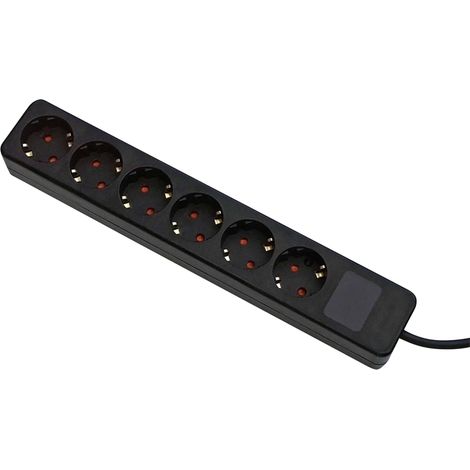 Bloc multiprise GEBRO 106147, 6 prises, câble de 1,5 m, noir