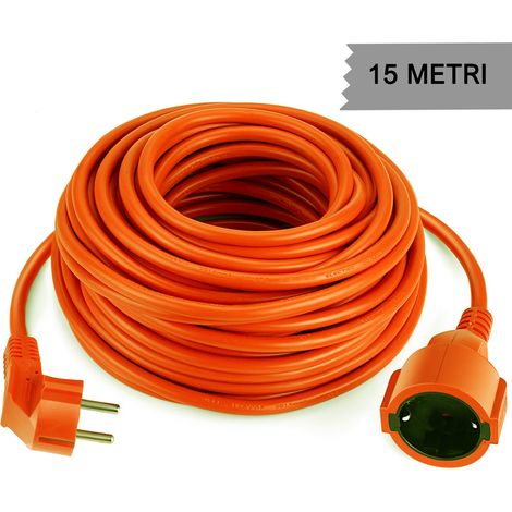 Cavo Prolunga Corrente Elettrica Presa Schuko Domestica Casa Giardino 220V 15MT