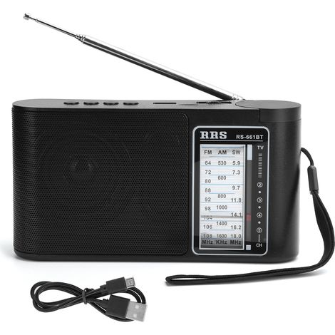 Récepteur Radio Portable Bluetooth 4.0 avec Antenne Télescopique et Réglage Manuel Multi-Bandes (1/5)