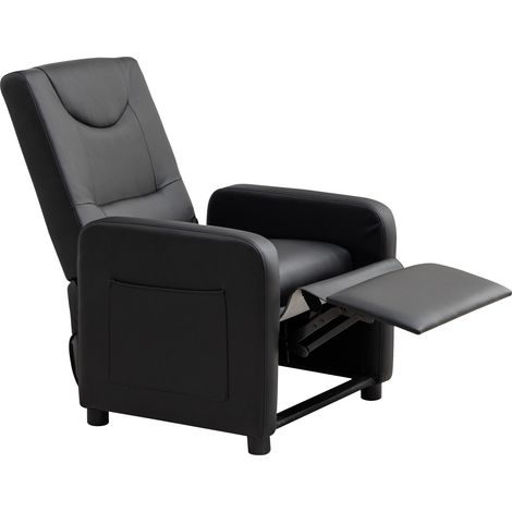 Fauteuil relax noir avec repose-pieds pliable en PU pour salon (1/5)