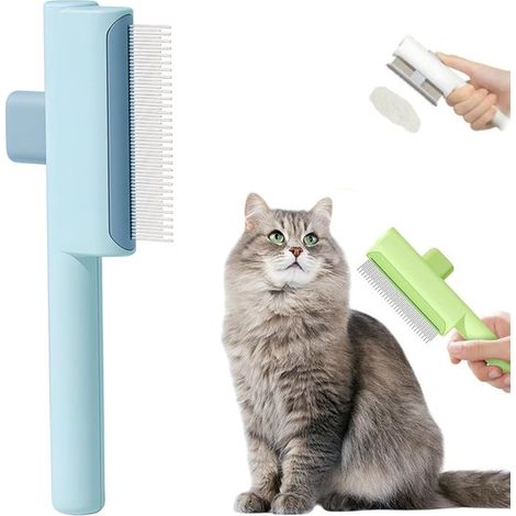 Peine para eliminar el pelo de mascotas, Peine antipulgas, anticaída, accesorios de aseo para perros, masajeador de dientes finos, Azul (1/5)