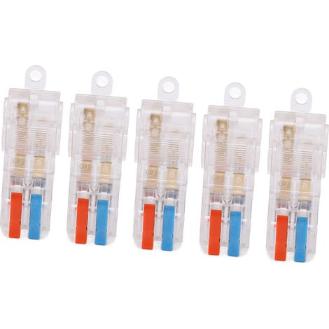 Lot de 5 connecteurs à levier et écrou pour câbles, 2 entrées, 2 sorties, 250 V, 32 A, en acier inoxydable et laiton, pour éclairage. (1/5)