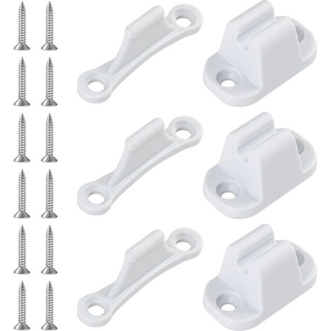 Lot de 3 butées de porte extérieures en plastique blanc pour caravane, camping-car, bateau, avec 12 vis, accessoires de camping (1/5)