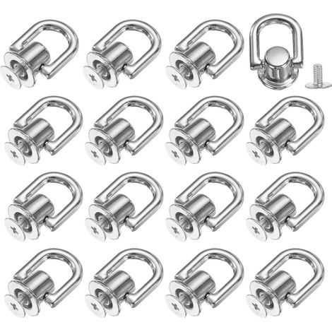 16 Pcs Boutons à Tige Boule Rivets en Métal D Ring (Gris) (1/5)