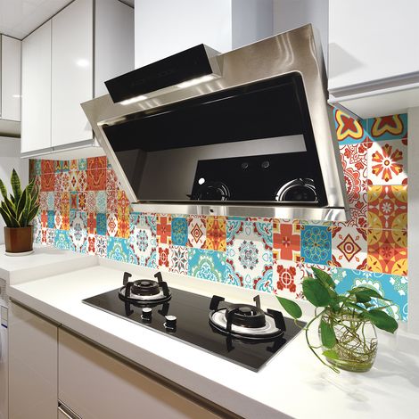 Sticker Mural Carrelage adhésif Cuisine Salle de Bain - 30 STICKERS CARRELAGES AZULEJOS LAURANA - 30stickers10x10cm (1/5)