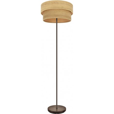 FABRILAMP Pie Salon MARRON con pantalla en color madera Doble Smile