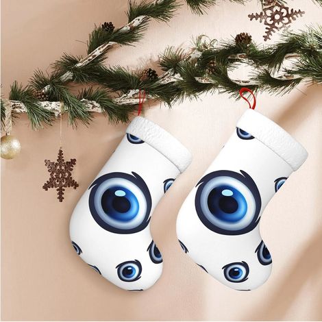 Chaussette de Noël à motif œil maléfique, décoration de Noël à suspendre à la cheminée, pour les fêtes de fin d'année en famille, 45 cm (1/5)