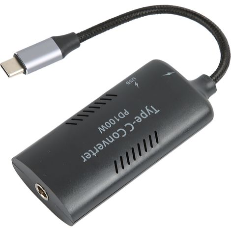 Convertisseur de puissance pour ordinateur portable CC vers USB-C PD3.0 à charge rapide 100 W, boîtier en nylon tressé ABS, adaptateur USB-C pour ordinateur portable (connecteur femelle DC5521/5525 ve (1/5)
