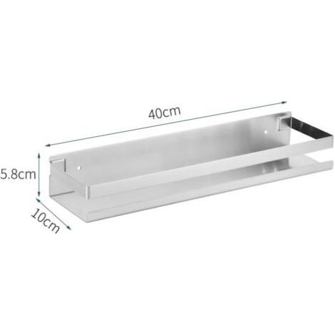 40cm Acier inoxydable sans perforation Argent, dessin d'étagère de cuisine, universel pour salle de bain et cuisine