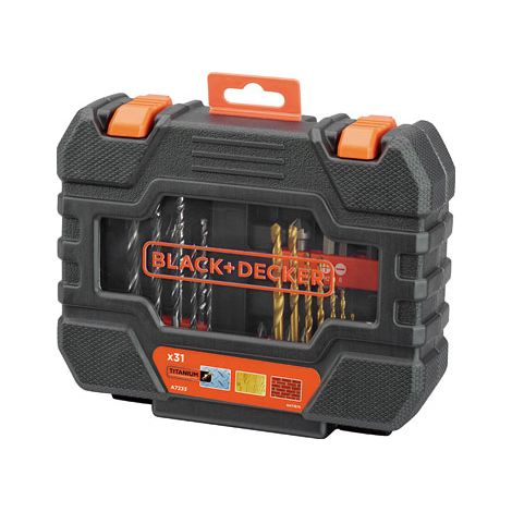 Set 31 pezzi per forare ed avvitare con punte,inserti,porta inserti BLACK+DECKER