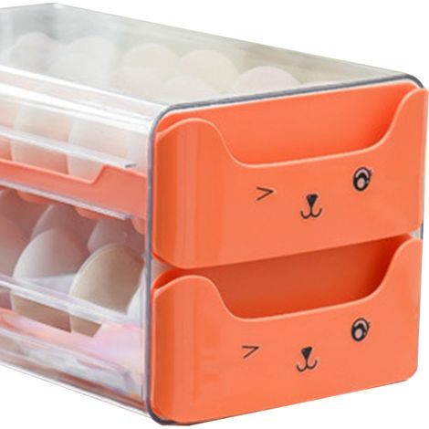 Eieraufbewahrungsbox, speziell für Kühlschränke entwickelte, ausziehbare Doppelschicht-Eierschublade, Eierablage-Organizer für die Küche, orange. (1/5)
