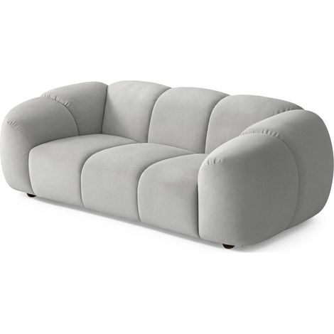 Selsey Millma - Sofa 2-Sitzer, Samt Hellgrau, 180 cm (1/5)