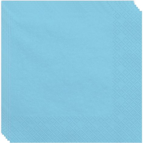 Lot de 20 serviettes en papier - 2 couches - 33 x 33 cm - Bleu clair - Jetables - Pour fête prénatale, anniversaire, baptême, fête, décoration de table (1/5)