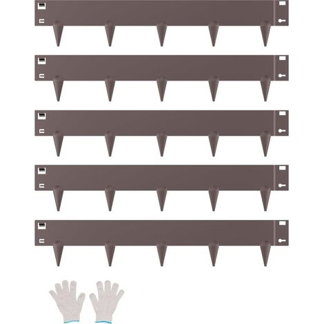 Bordure de Jardin Flexible en Acier Lot de 5 Bordures Paysagères 99x18,1 cm Marron Délimitation Pelouse avec Gants (1/5)