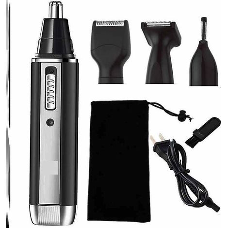 Tondeuse à poils de nez pour hommes, tondeuse 4 en 1 rechargeable par USB pour les oreilles et le nez, épilateur de poils de nez professionnel et indolore pour hommes, tondeuse à poils de nez (noir) (1/5)