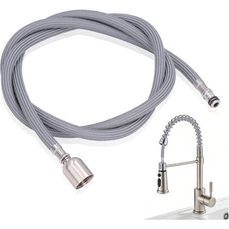 Tuyau de remplacement pour robinet de cuisine, flexible extensible G1/2 de 1,5 m, flexible de douchette extensible, adaptateur pour tuyau d'évier en acier inoxydable, kit de réparation d'évier (1/5)