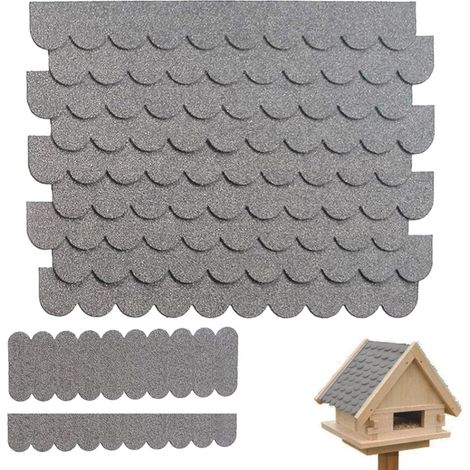 Mini tegole per casetta per uccelli, 21 pezzi di tegole autoadesive impermeabili per tetti, per casetta per uccelli, conigliera, tetto della cassetta postale (grigio, 30×5 cm/30×11 cm) (1/5)